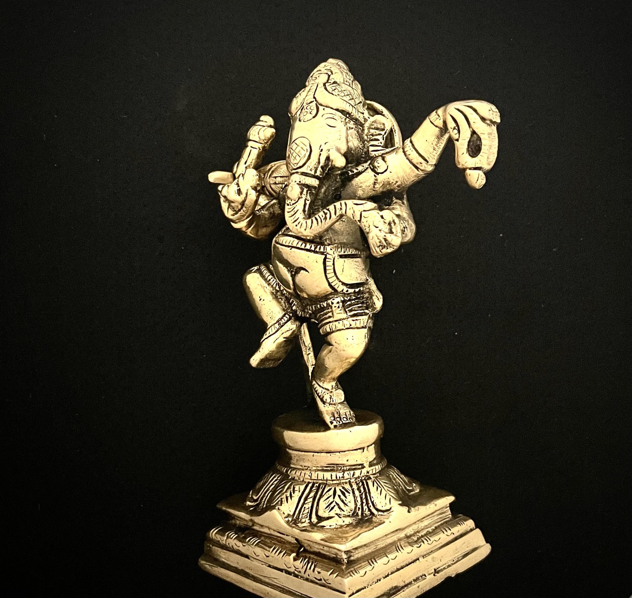 Puyangam Lord Dancing Ganesha Brass Idol | Narthana Vinayaga | For Puja | Festival | Gift | House Warming | Art Decor | Table To